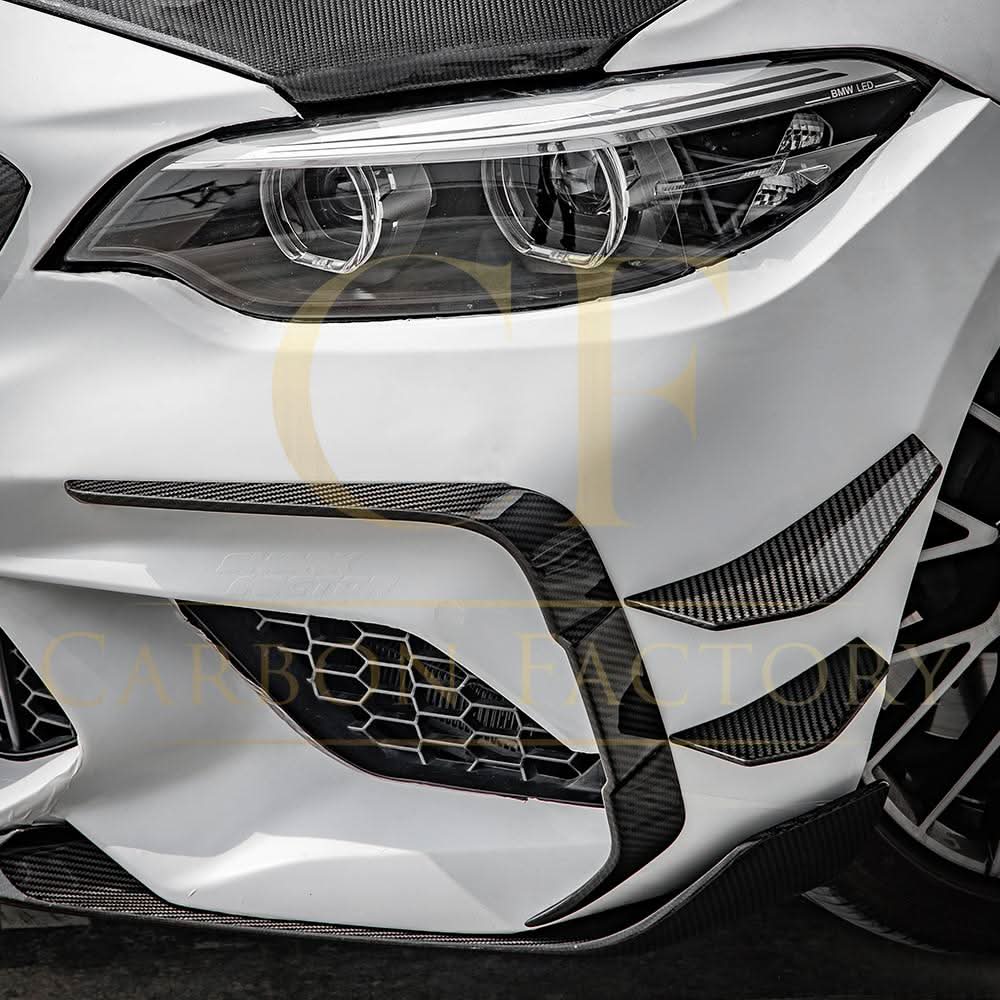 SQ Style Pre-Preg Carbon Fibre Front Bumper Canards for BMW F87 M2 LCI 18-22