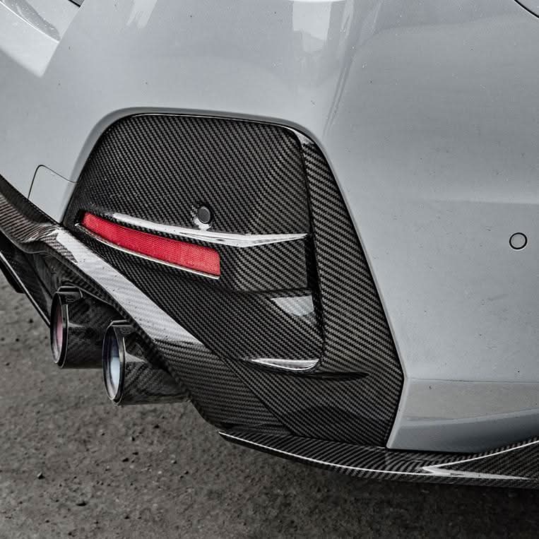 SQ Style Pre-Preg Carbon Fibre Rear Bumper Trims for BMW G26 4 Series Gran Coupe 21-24