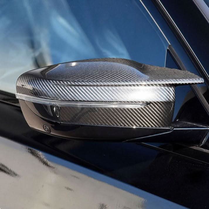 CF Style Pre-Preg Carbon Fibre Replacement Mirror Covers for BMW G22 G23 G26 4 Series i4 RHD 20-25