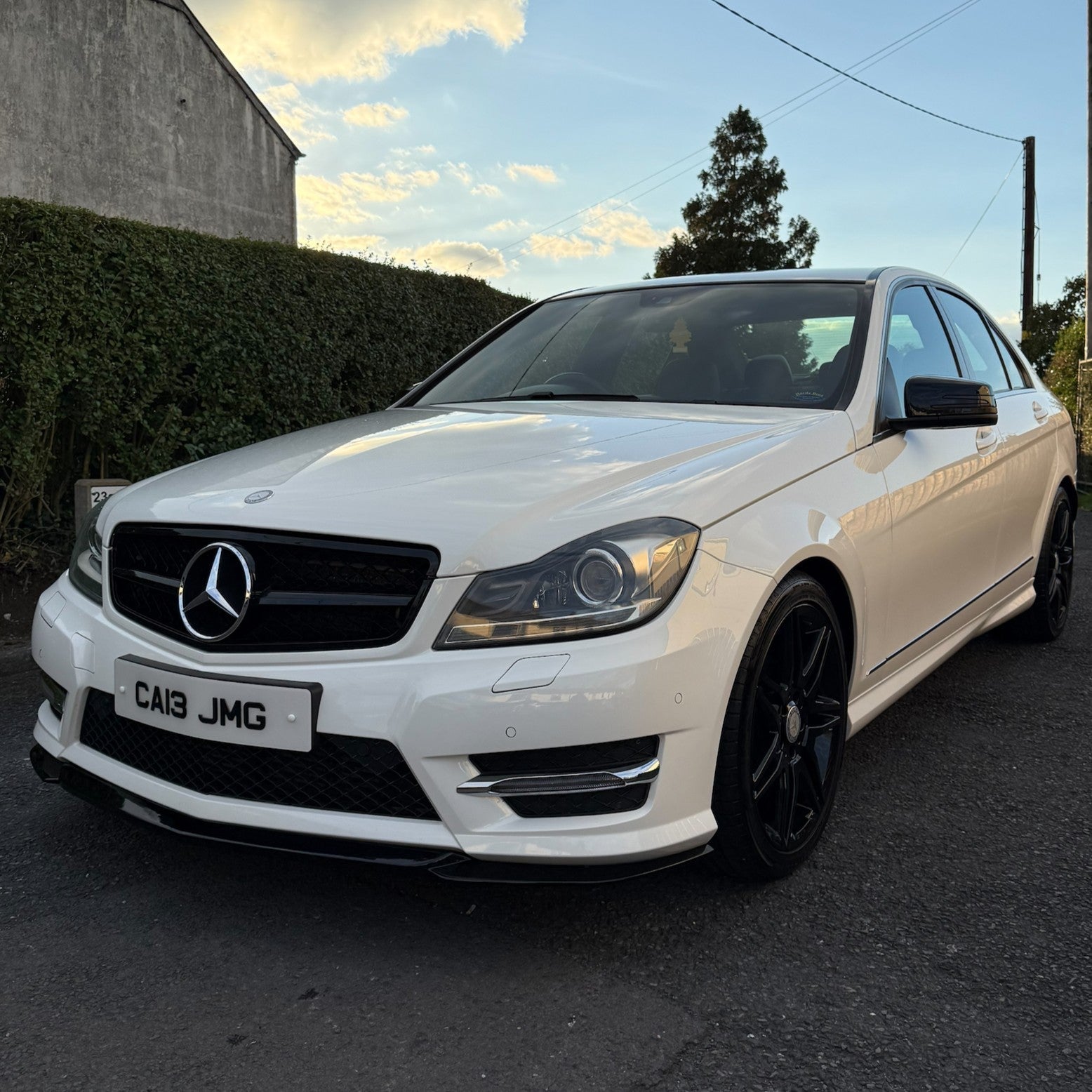 A Style Gloss Black Front Splitter for Mercedes Benz W204 C Class 08-14