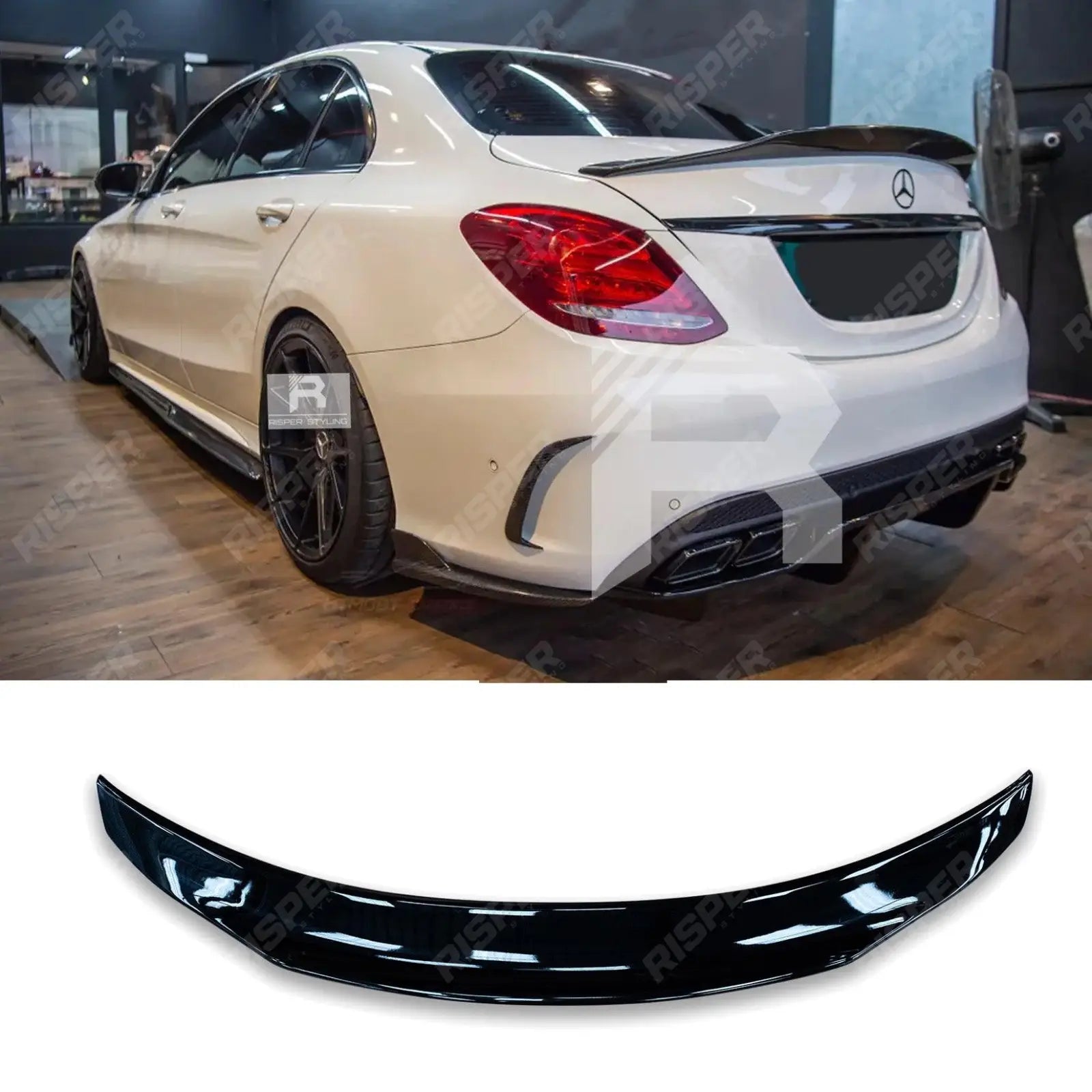 PSM Style Ducktail Spoiler In Gloss Black For Mercedes C-Class W205 2014-2019