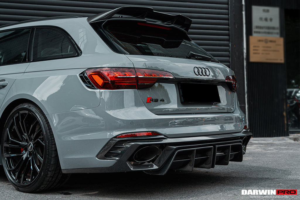 DARWINPRO - AUDI RS4 B9 B9.5 2017 -2024 CARBON FIBRE BKSS LED REAR DIFFUSER AND REAR SIDE SKIRTS