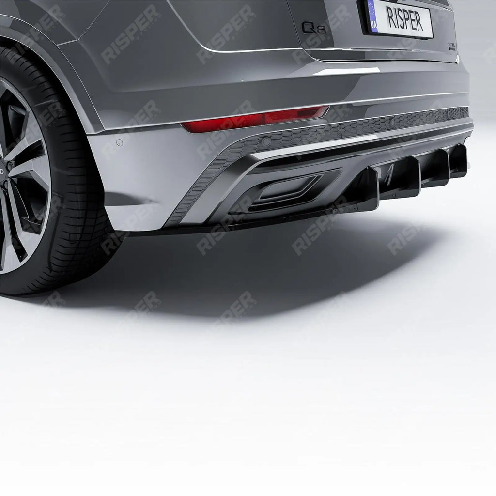 Rear Blade Diffuser In Gloss Black For Audi Q8 S-LINE 2018-2023