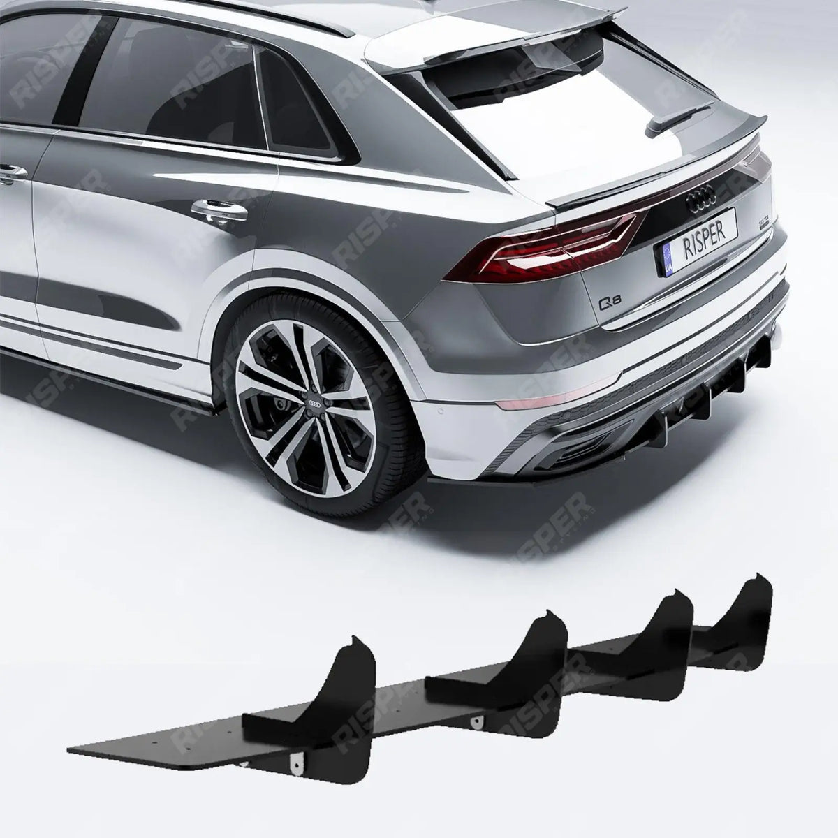 Rear Blade Diffuser In Gloss Black For Audi Q8 S-LINE 2018-2023