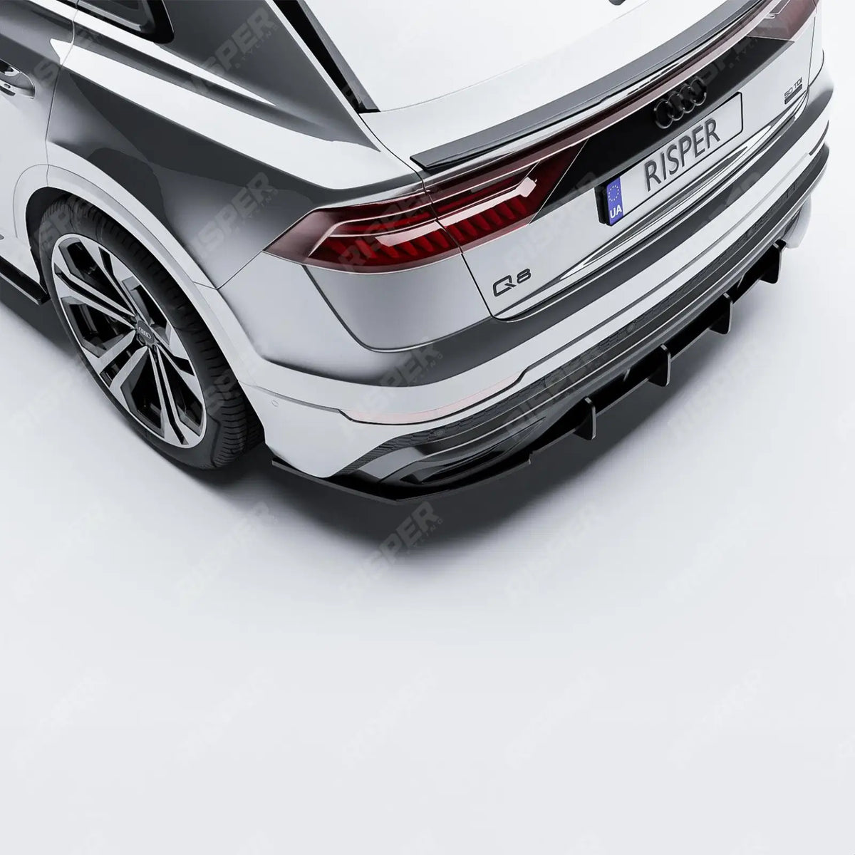 Rear Blade Diffuser In Gloss Black For Audi Q8 S-LINE 2018-2023