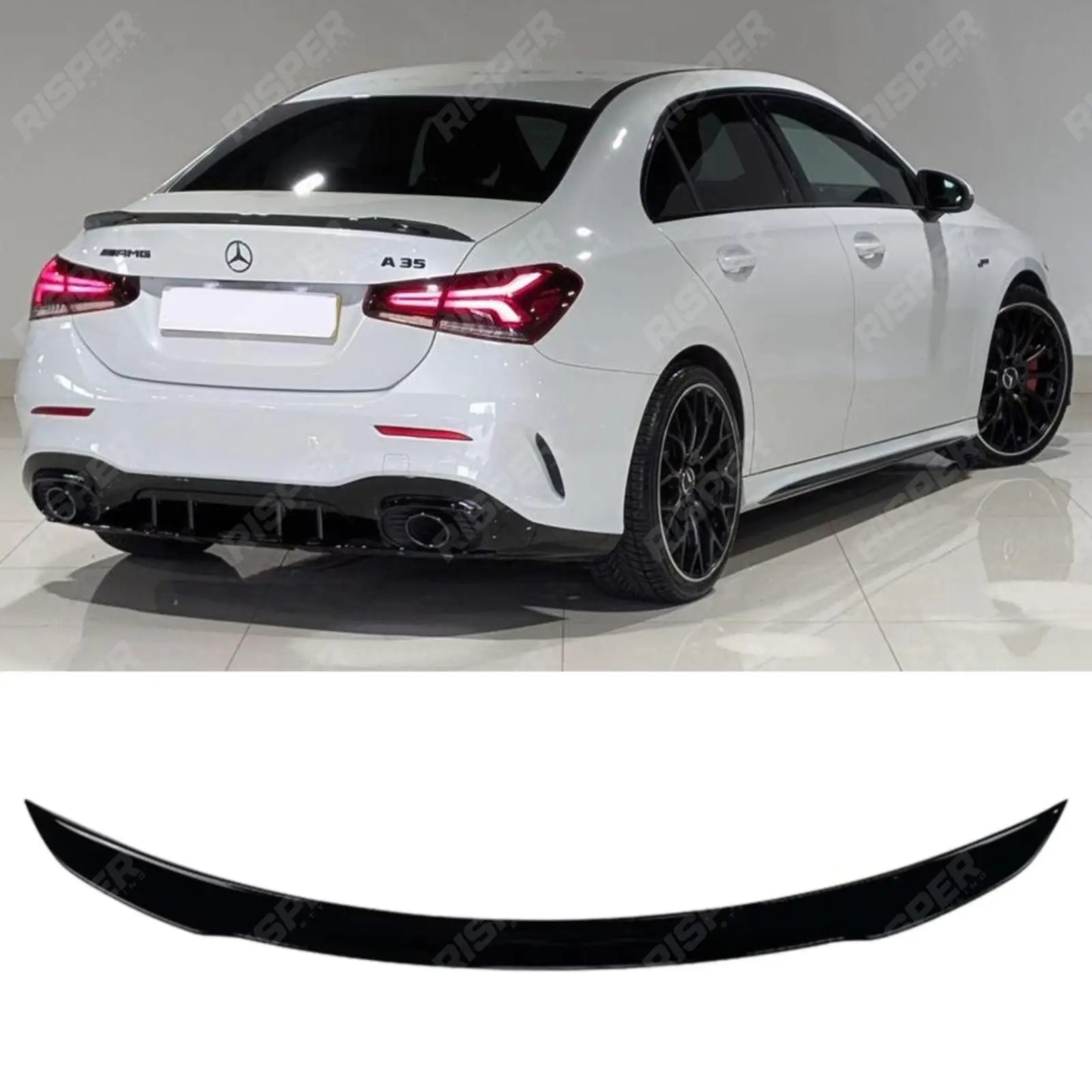 REAR BOOT SPOILER IN GLOSS BLACK For MERCEDES A CLASS SALOON (V177) 2018+ - 'A35 A45 AMG STYLE'