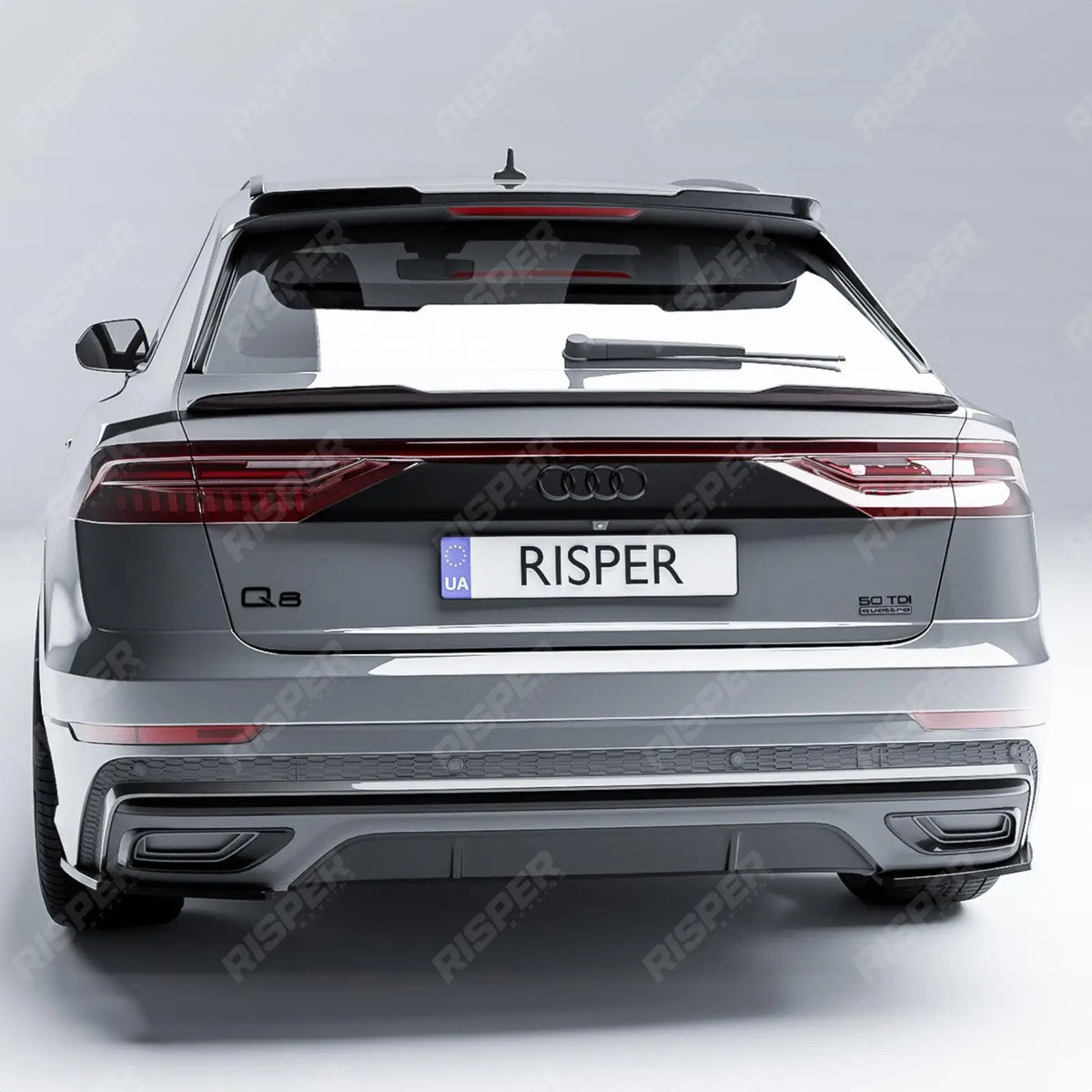Rear Bumper Corner Splitters In Gloss Black For Audi Q8 S-LINE 2018 On