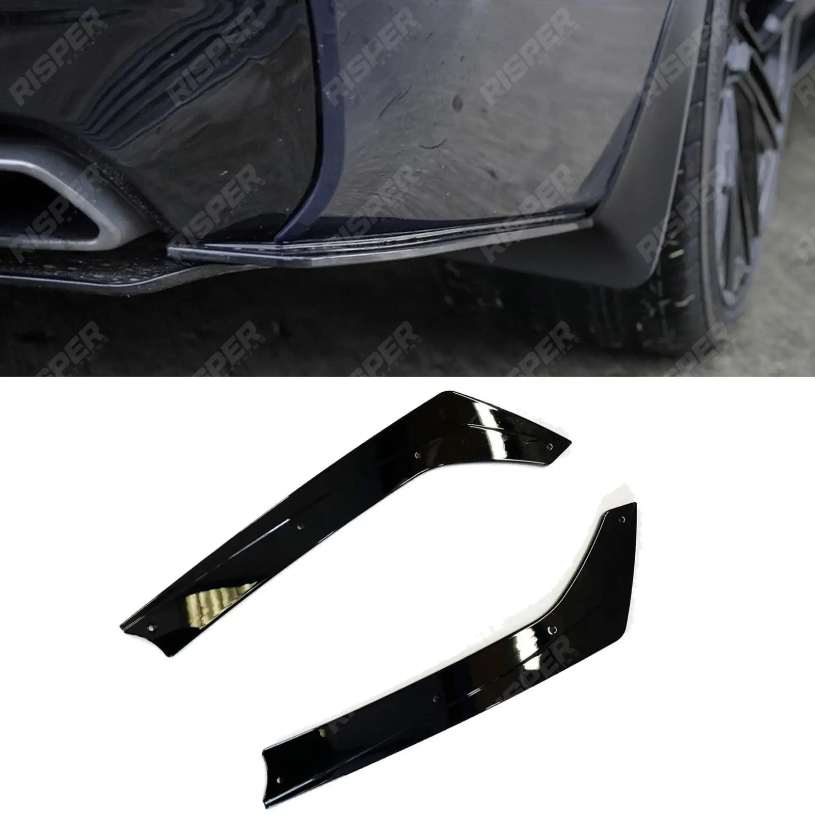 Rear Bumper Corner Splitters In Gloss Black For BMW 5 Series M Sport G30 G38 2017-2024