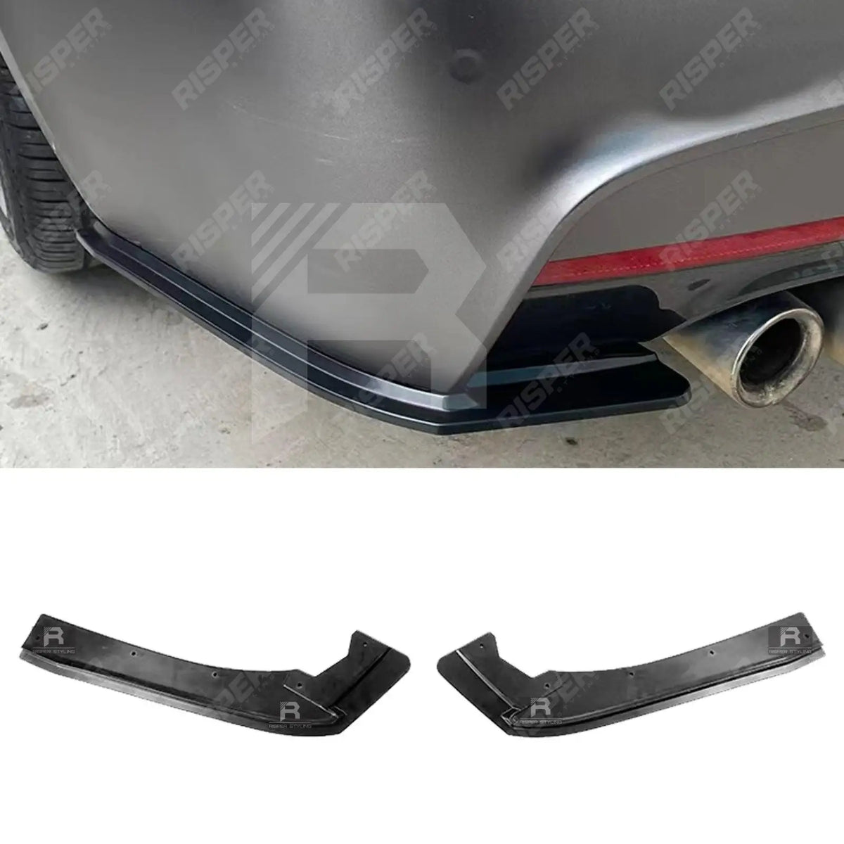 Rear Bumper Side Splitters In Gloss Black For BMW 3 Series F30 M Sport 2012-2018
