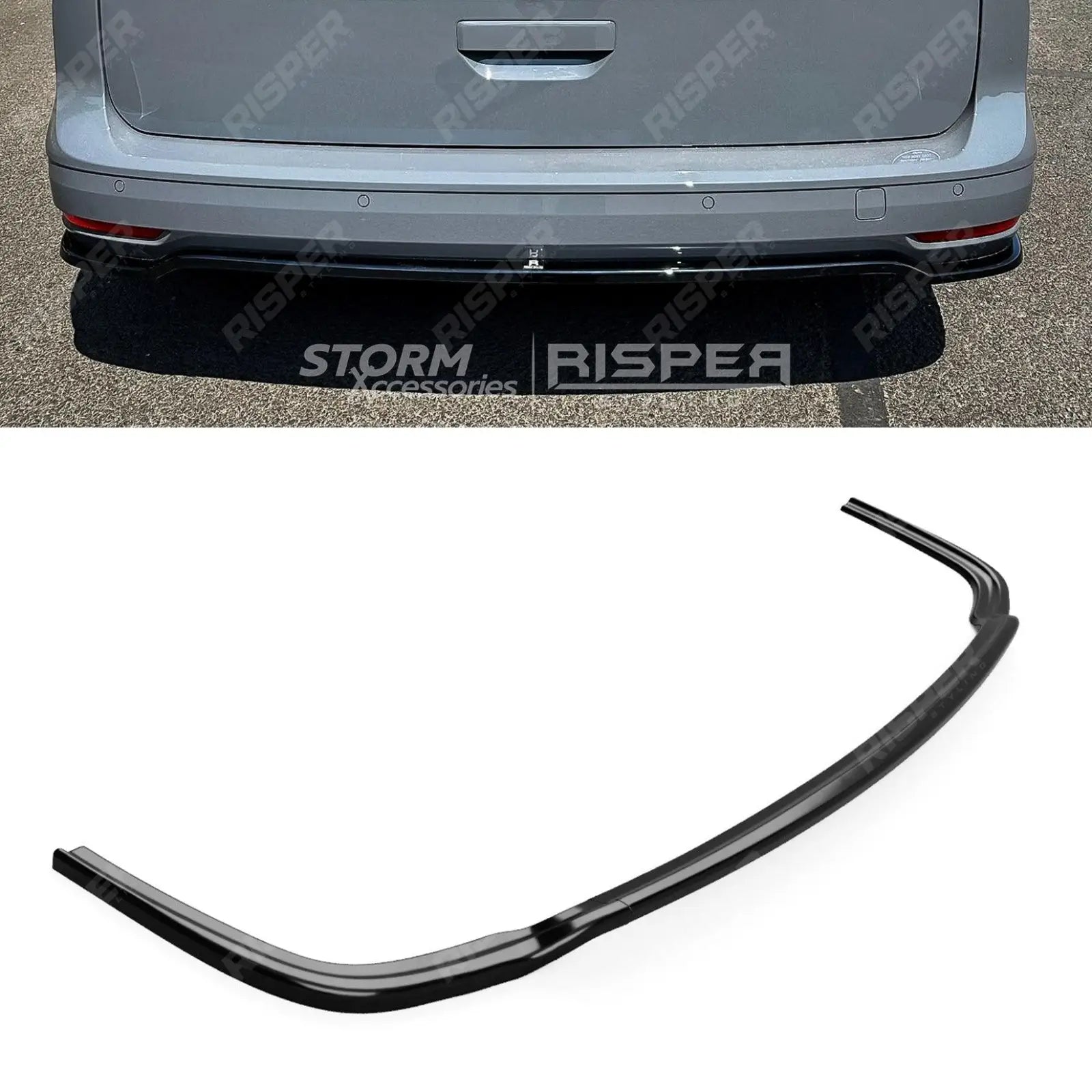 Rear Bumper Splitter in Gloss Black For Volkswagen Caddy MK5 2021+