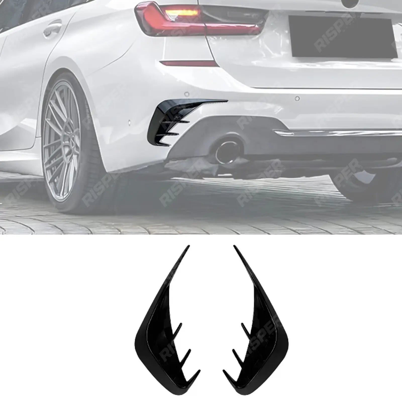 REAR BUMPER SPORT VENTS IN GLOSS BLACK For BMW 3 SERIES TOURING G21 2019-2022 -