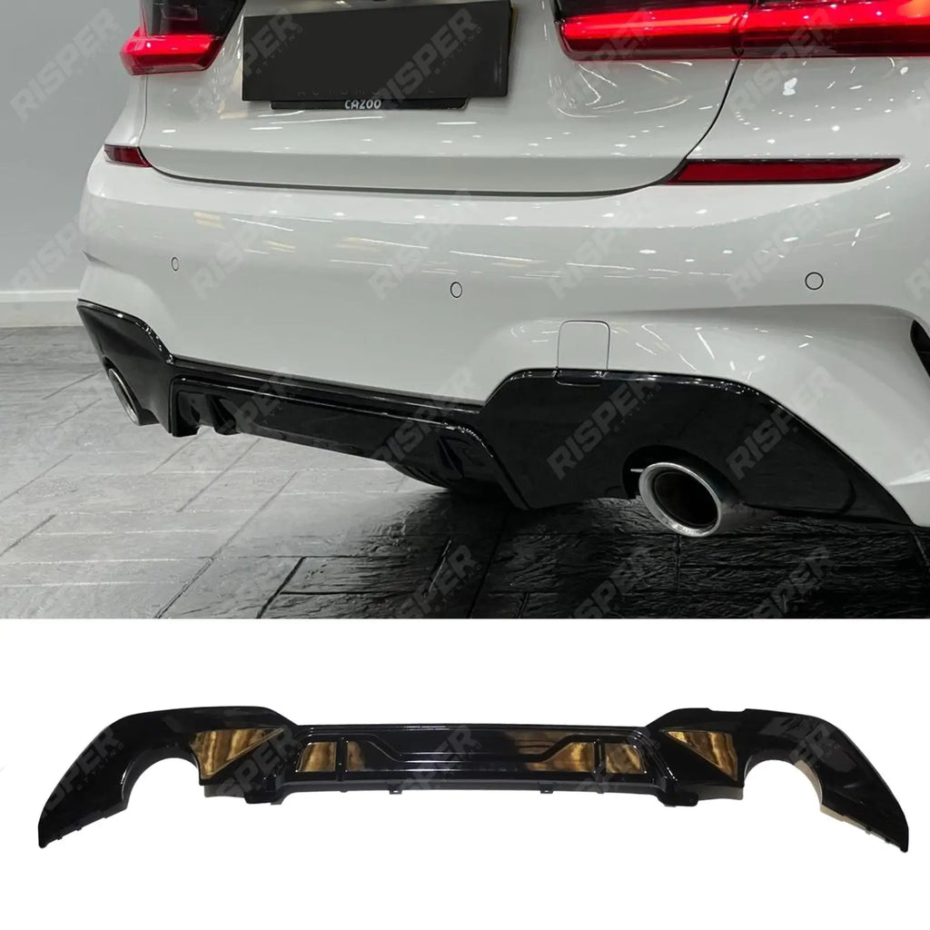 Rear Diffuser Dual Exit In Gloss Black For BMW G20 G21 2018-2021 - M Sport