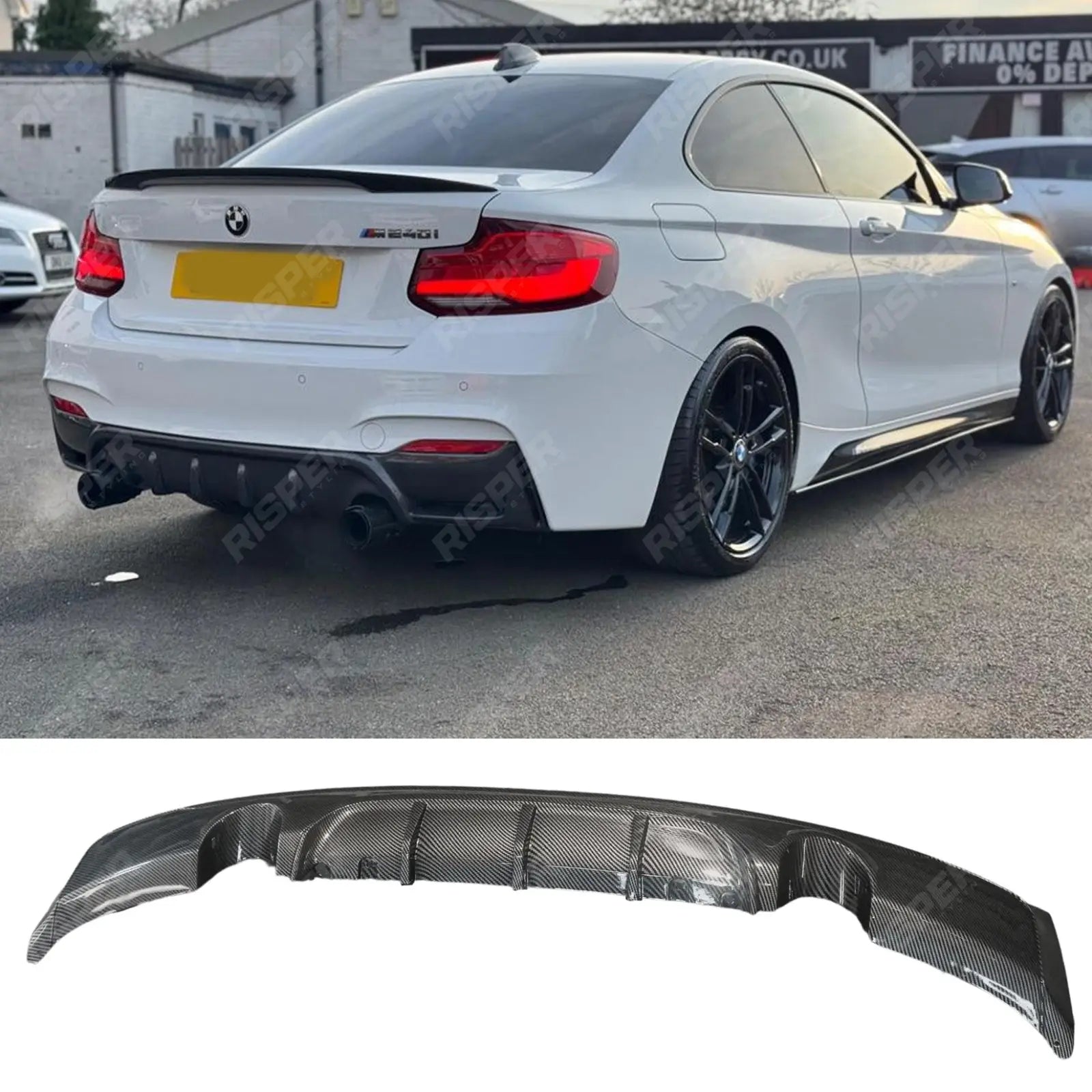 Rear Diffuser In Carbon Look 0__0 For Bmw 2 Series F22 M Sport 2014-2021