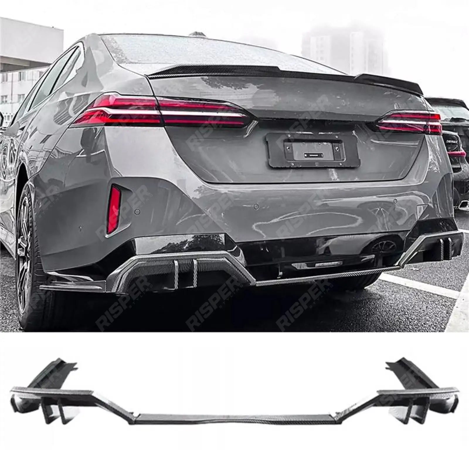 Rear Diffuser In Carbon Look For Bmw 5 Series G60 2024 On - M Sport