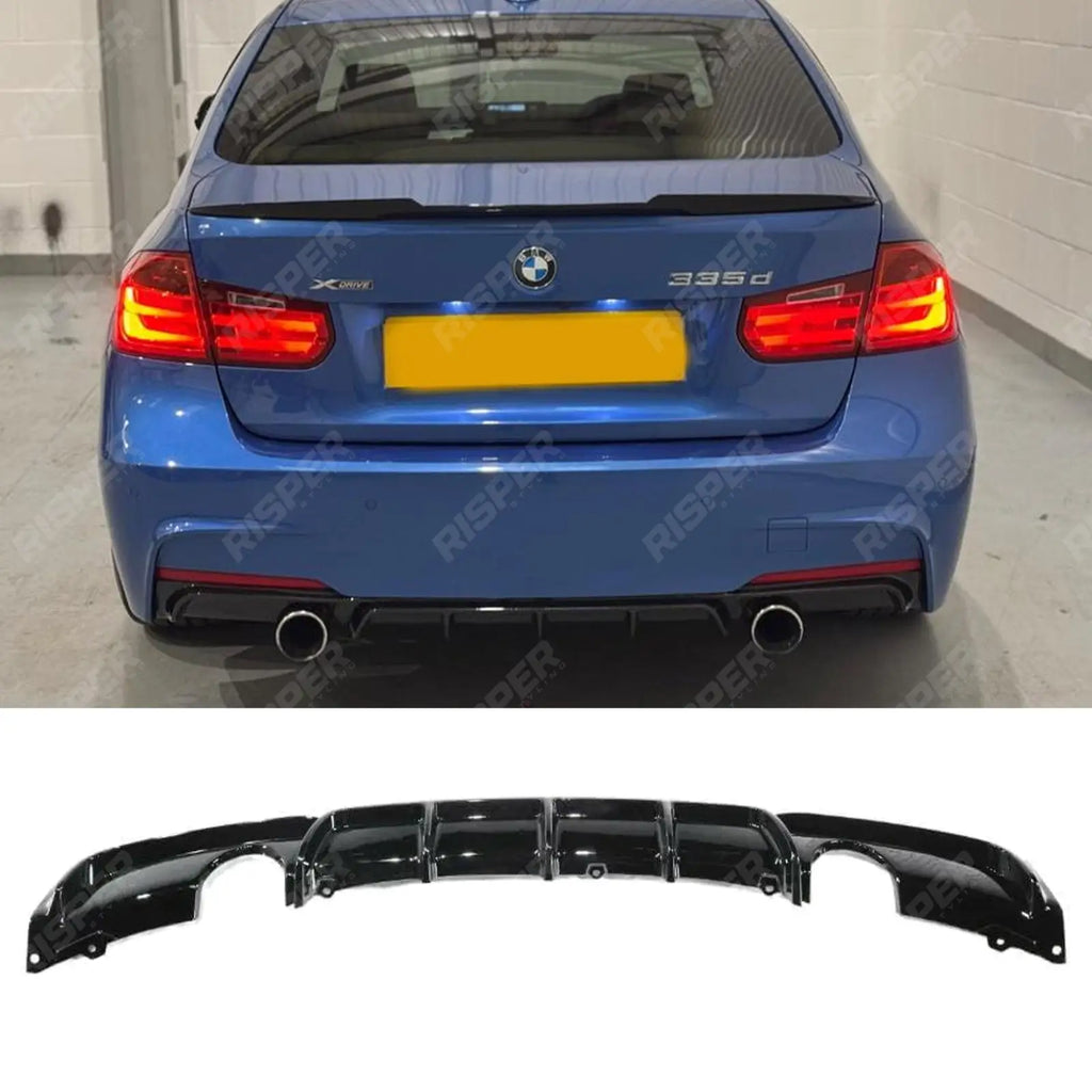 Rear Diffuser In Gloss Black For Bmw F30 F35 M Sport Single Tip Twin Exit