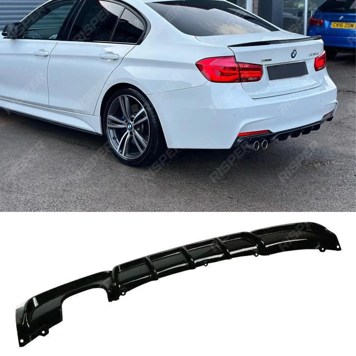 Rear Diffuser M Sport Twin Exit In Gloss Black For BMW 3 Series F30 F35 M Performance