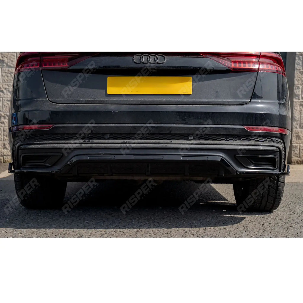 Rear Diffuser & Side Splitters In Gloss Black For Audi Q8 S Line 2023+