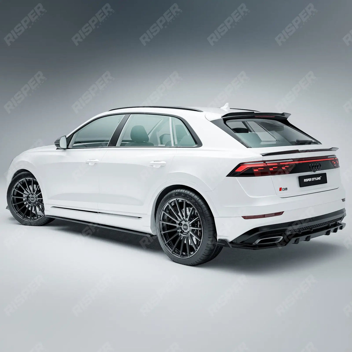 Rear Diffuser & Side Splitters In Gloss Black For Audi Q8 S Line 2023+