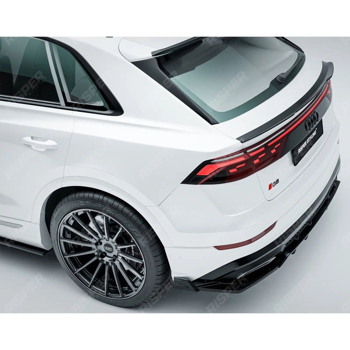 Rear Diffuser & Side Splitters In Gloss Black For Audi Q8 S Line 2023+