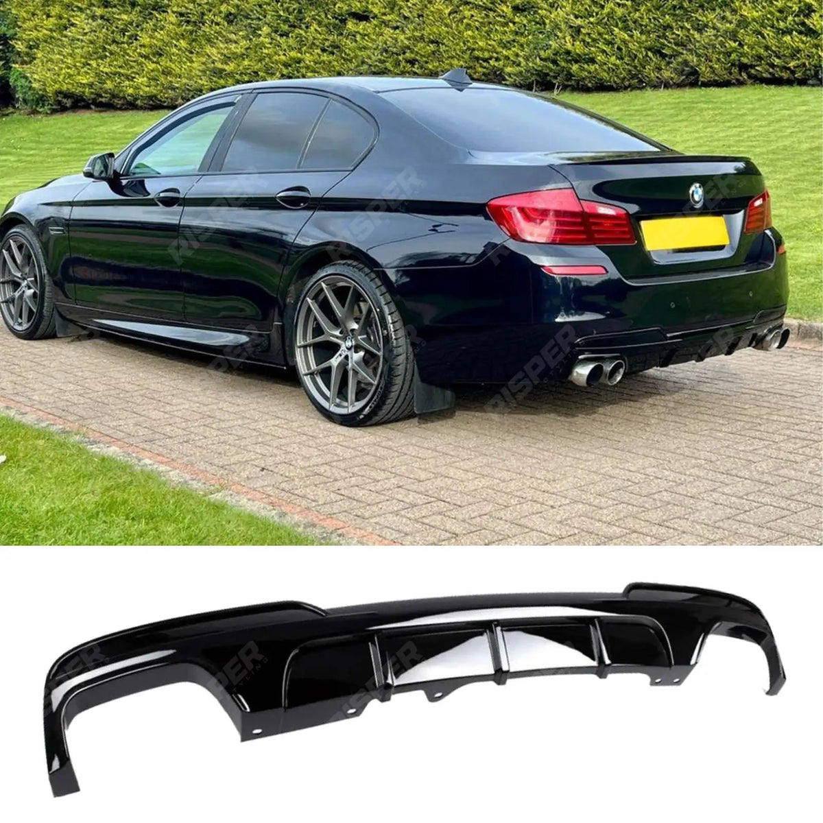 Rear Diffuser with Quad Exit In Gloss Black For BMW 5 Series M Sport F10 F11