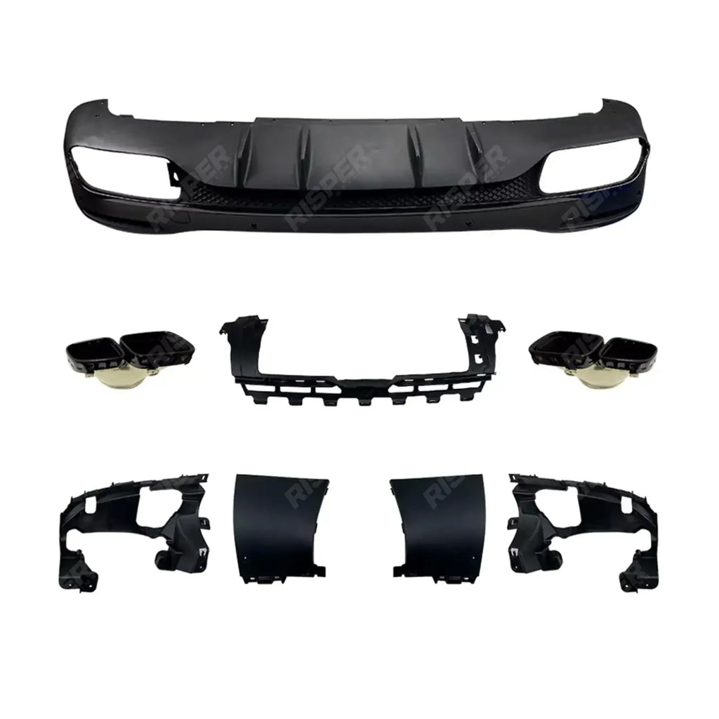 AMG Line Rear Diffuser With Tips In Gloss Black For Mercedes GLE W167 2019+