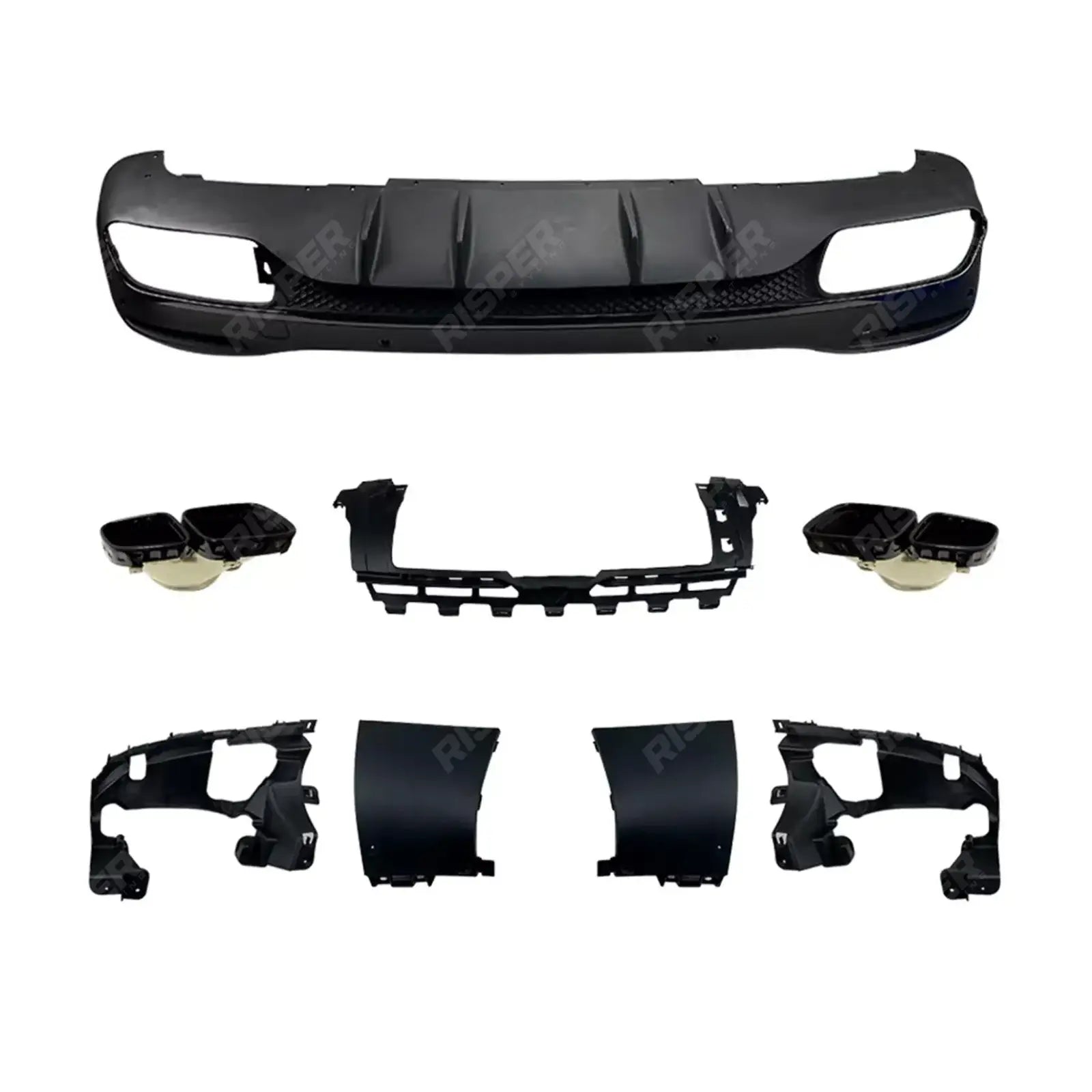 Rear Diffuser With Tips In Gloss Black For Mercedes GLE W167 2019+ AMG Line