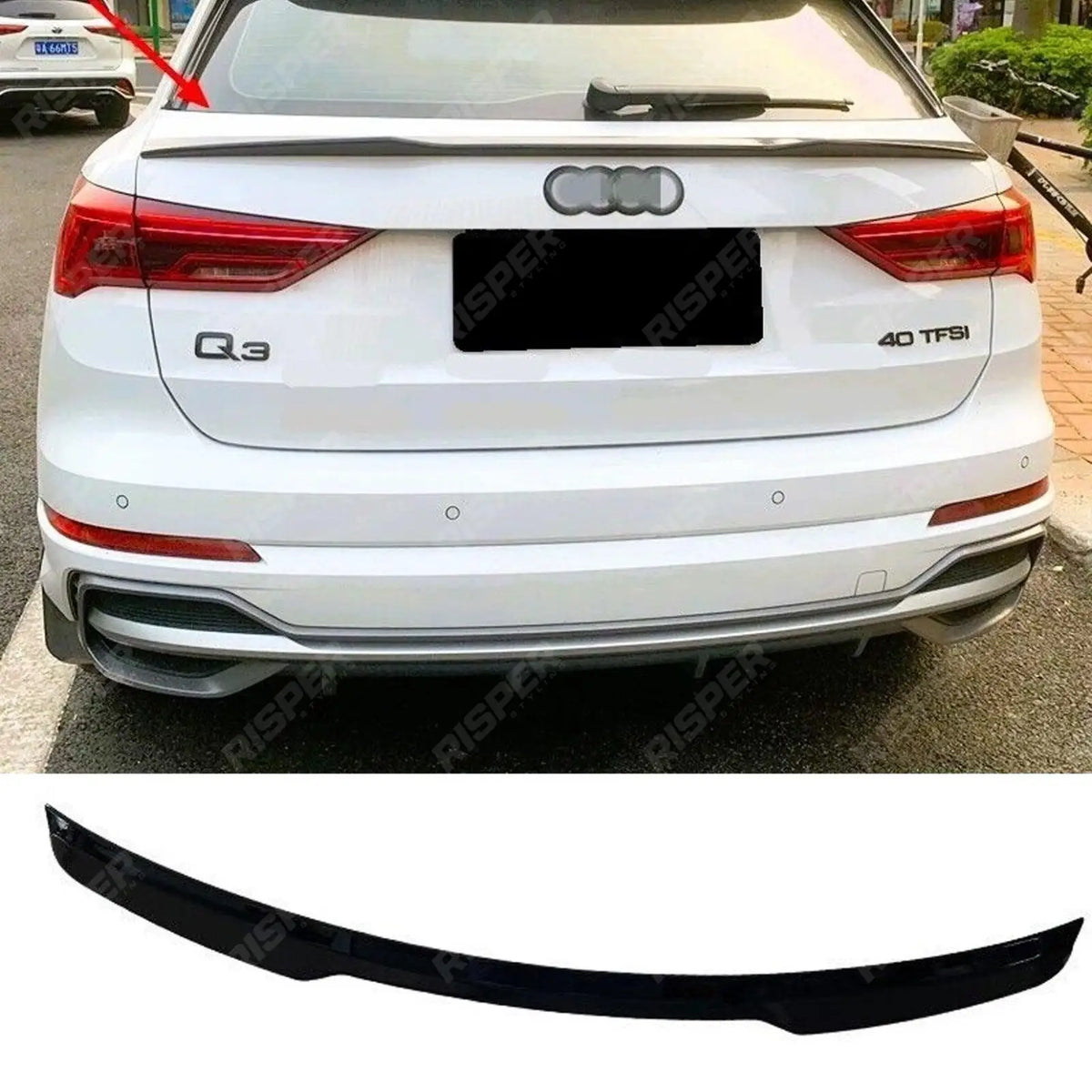 Rear Mid Spoiler In Gloss Black For Audi Q3 2019 on