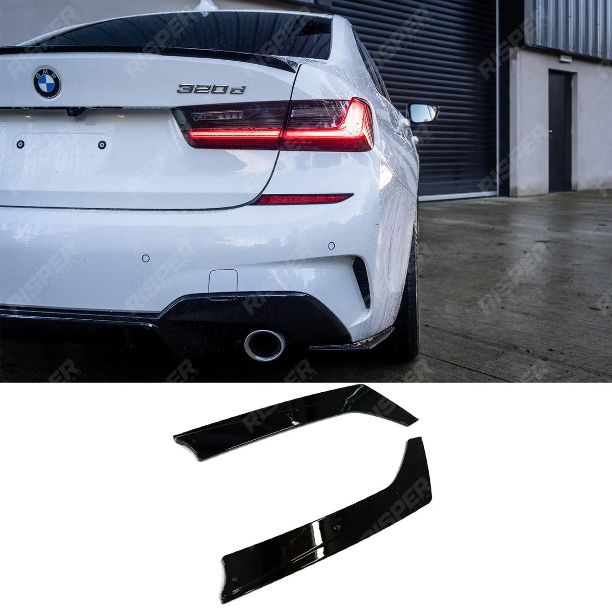 Rear Spats Extensions For M Sport Bumper In Gloss Black For BMW 3 Series G20 G28 2018+