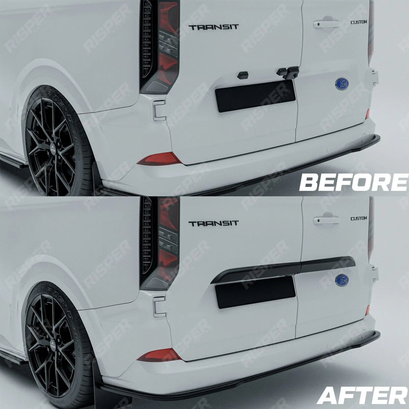 Rear Threshold Camera Cover In Gloss Black For Ford Transit Custom MK2 2024+
