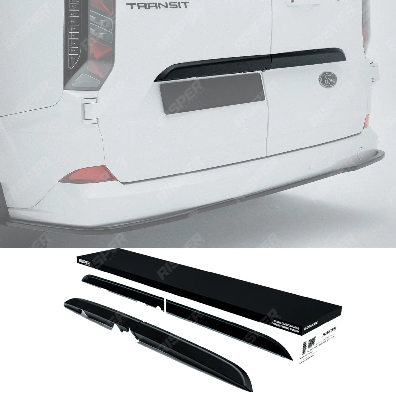 Rear Threshold Camera Cover In Gloss Black For Ford Transit Custom MK2 2024+