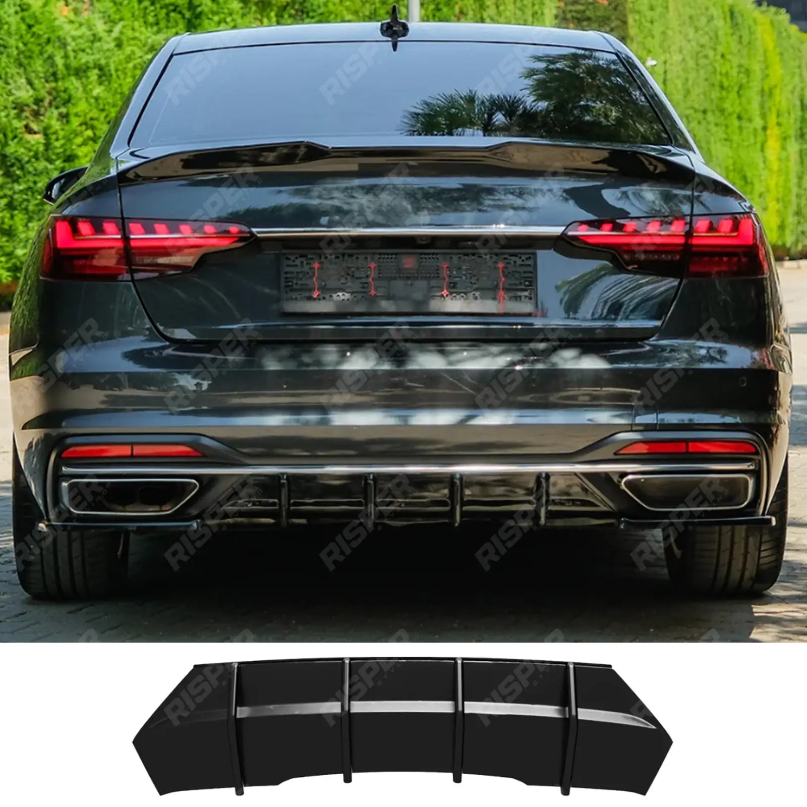 REAR VALANCE IN GLOSS BLACK For AUDI A4 B9 FACELIFT 2019-2024
