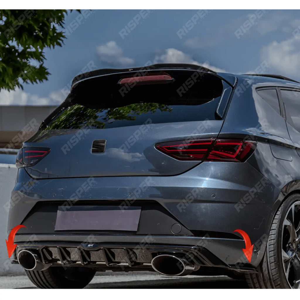 Risper Bumper Corner Splitters In Gloss Black For Seat Leon Mk3 Fr / Cupra 2012-2016