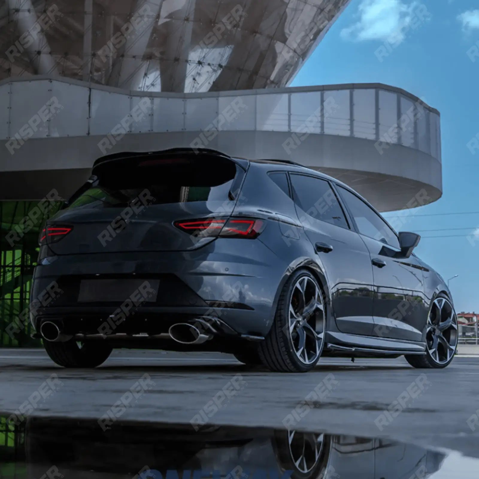 Risper Bumper Corner Splitters In Gloss Black For Seat Leon Mk3 Fr / Cupra 2012-2016