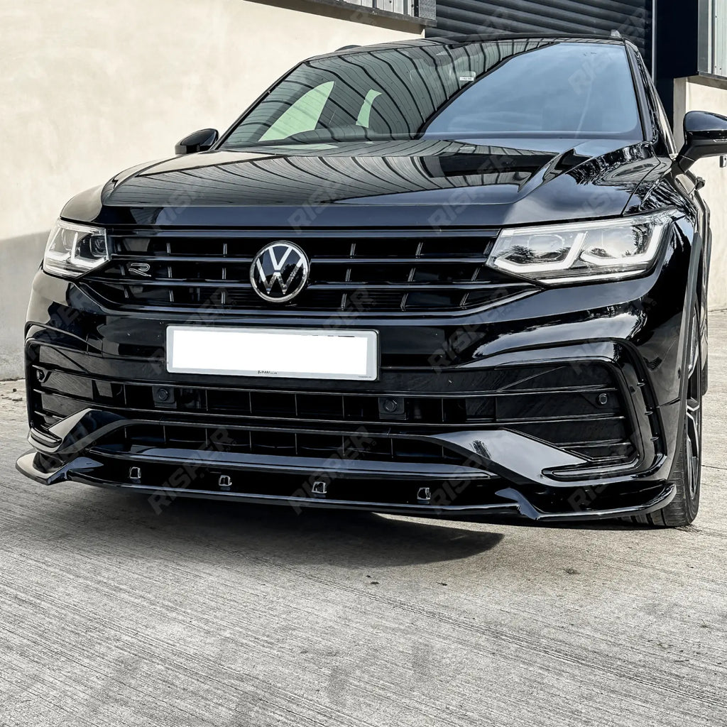Risper Front Splitter Gloss Black For Volkswagen Tiguan MK2 R / R-Line 2020+