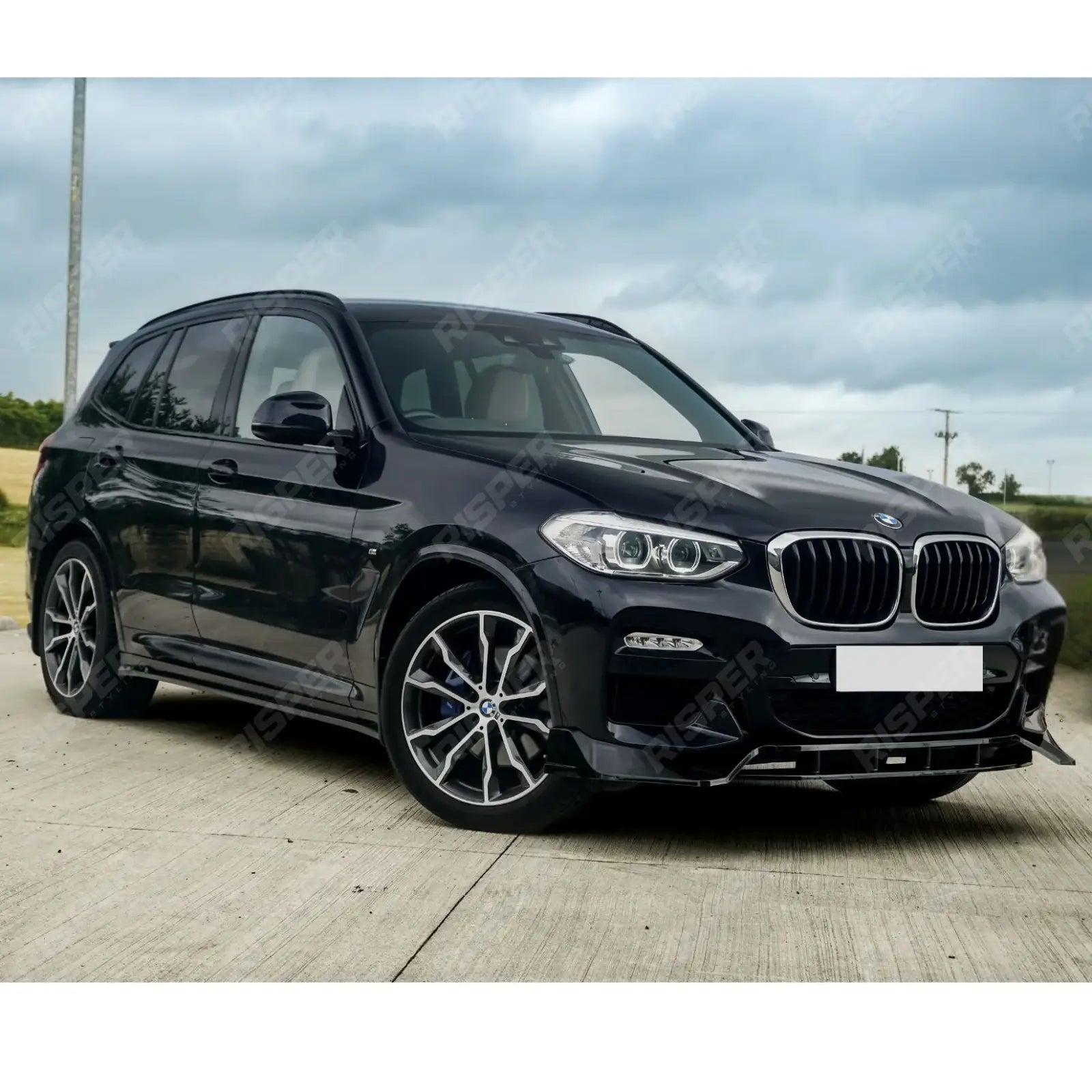 RISPER Front Splitter Lip Gloss Black For BMW X3 G01 M Sport 2018-2021