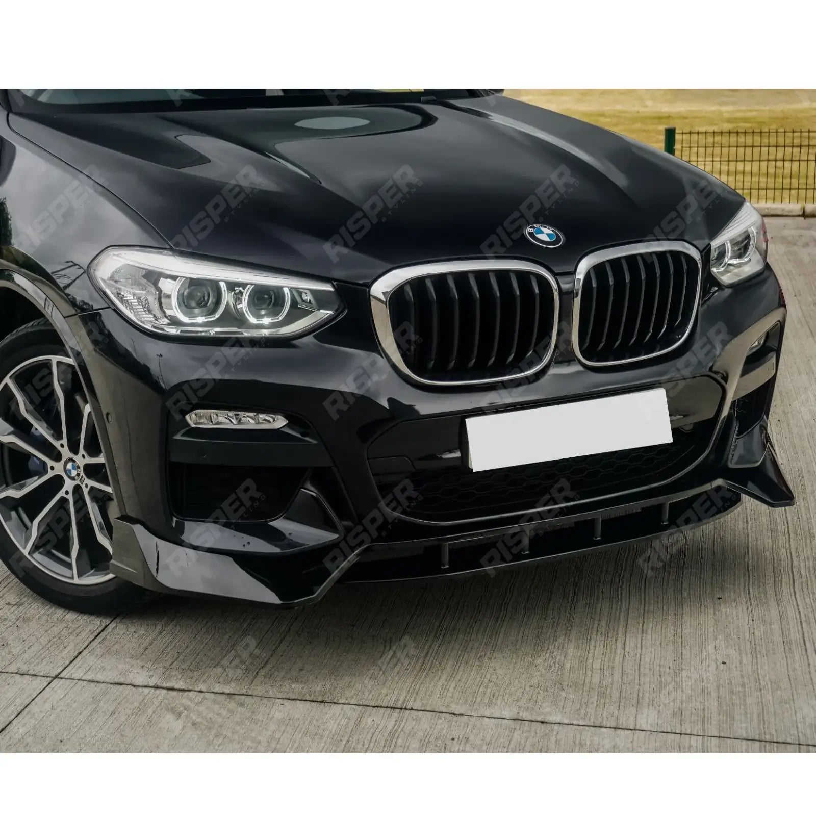 RISPER Front Splitter Lip Gloss Black For BMW X3 G01 M Sport 2018-2021