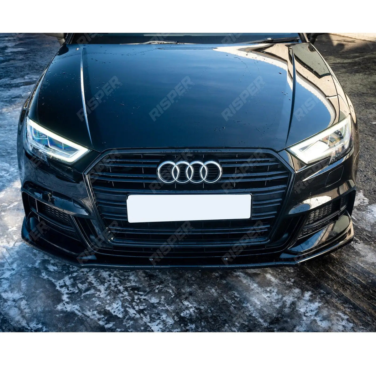 Risper Front Splitter Lip In Gloss Black For Audi A3 S-Line/S3 8V Facelift 2016-2020