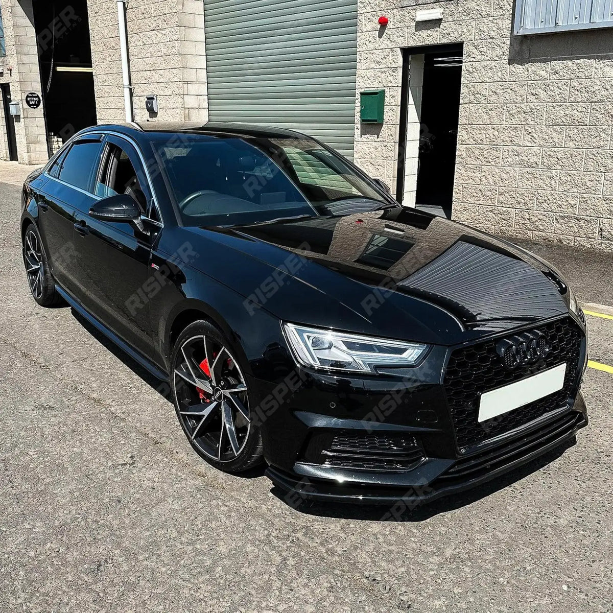Risper Front Splitter Lip In Gloss Black For Audi A4 B9 S-Line/S4 2015-2019
