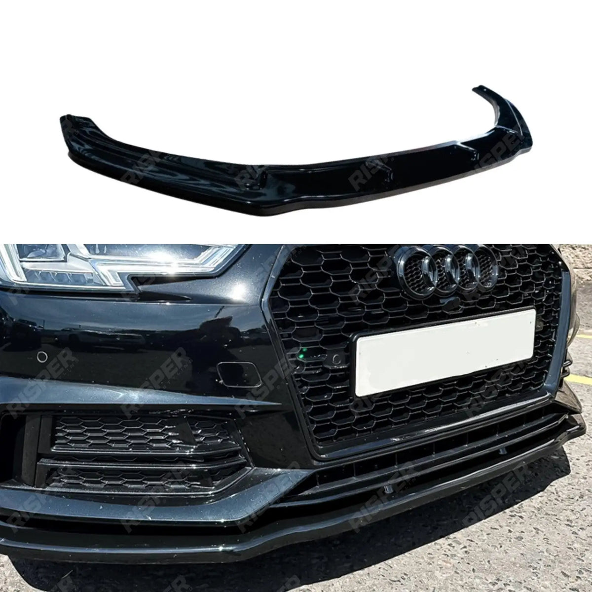 Risper Front Splitter Lip In Gloss Black For Audi A4 B9 S-Line/S4 2015-2019