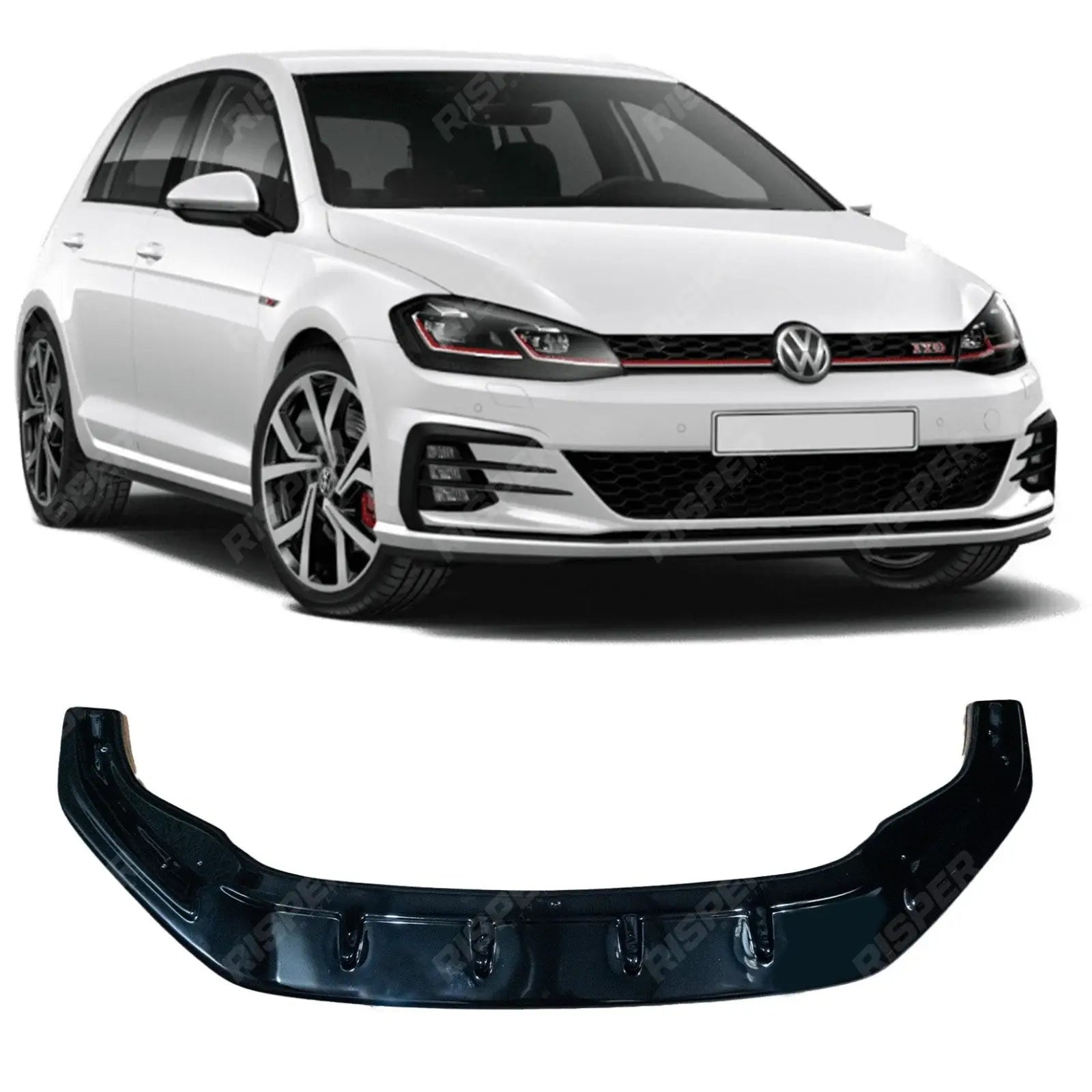 Risper Front Splitter Lip In Gloss Black For VW Golf MK7/MK7.5 GTI 2017-2020