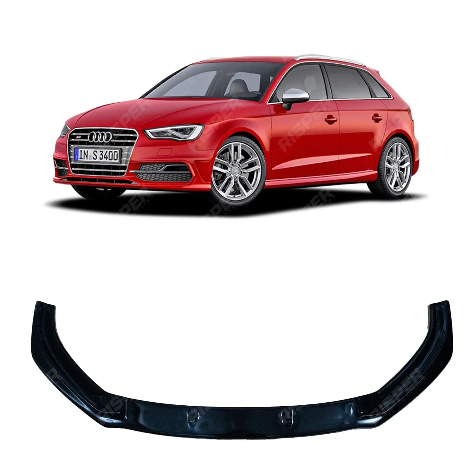 Risper Gloss Black Front Splitter Lip For Audi A3 S-Line/S3 8V Facelift 2016-2020