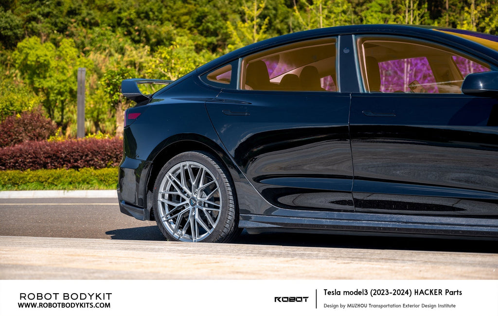 ROBOT - TESLA MODEL 3 HIGHLAND 2024+ FRP / CARBON FIBRE SIDE SKIRTS "HACKER" STYLE