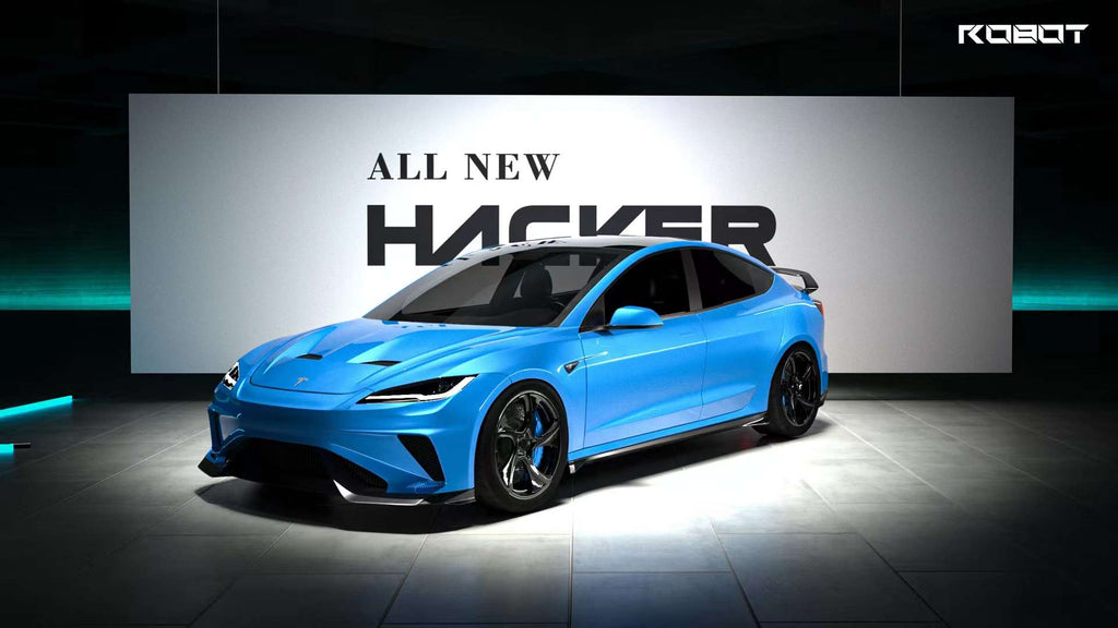 ROBOT - TESLA MODEL 3 HIGHLAND 2024+ FRP / CARBON FIBRE SIDE SKIRTS "HACKER" STYLE