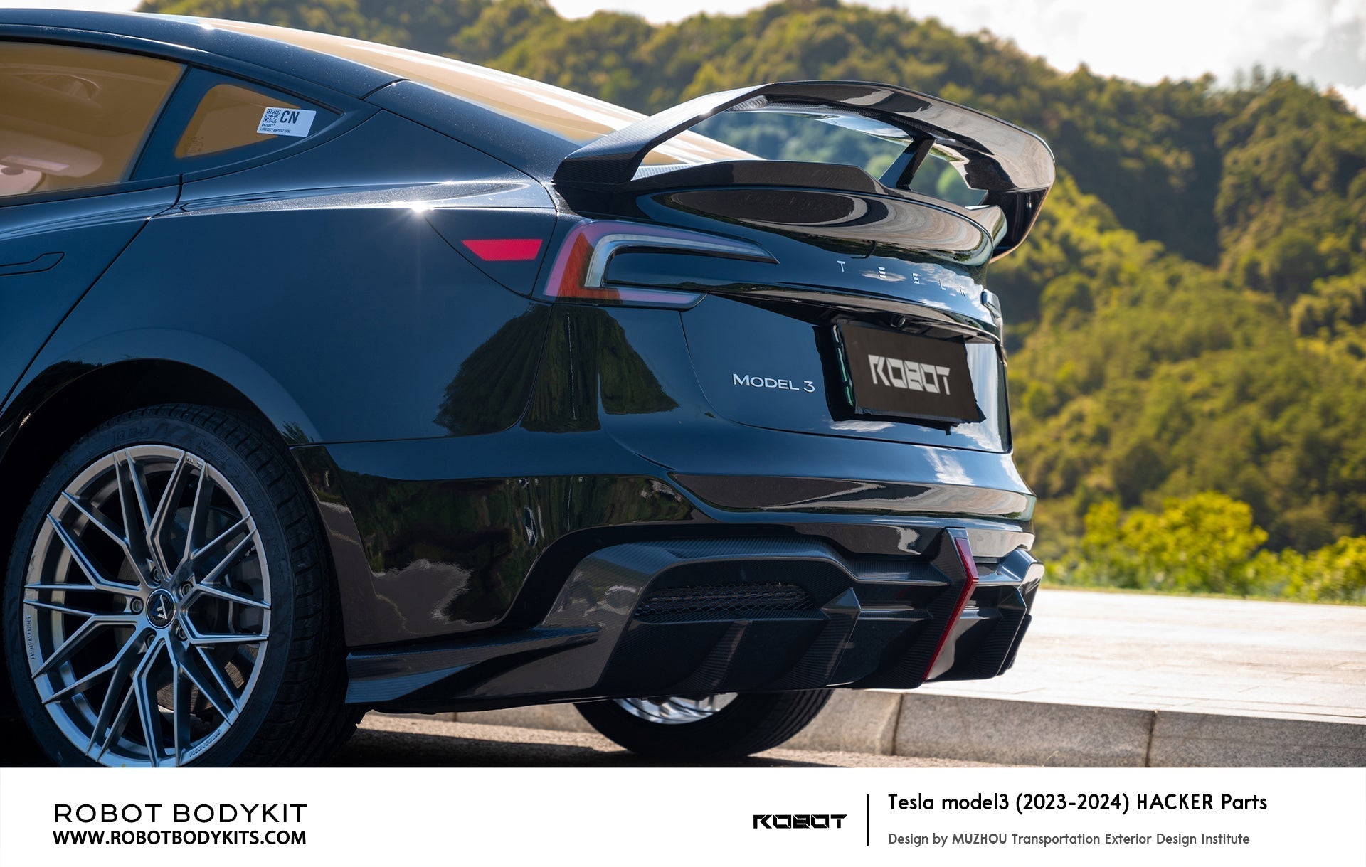 ROBOT - TESLA MODEL 3 HIGHLAND 2024+ FRP / CARBON FIBRE SPOILER "HACKER" STYLE