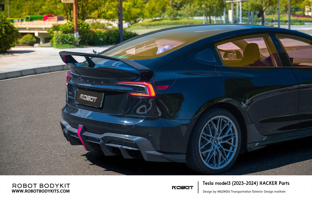 ROBOT - TESLA MODEL 3 HIGHLAND 2024+ FRP / CARBON FIBRE SPOILER "HACKER" STYLE