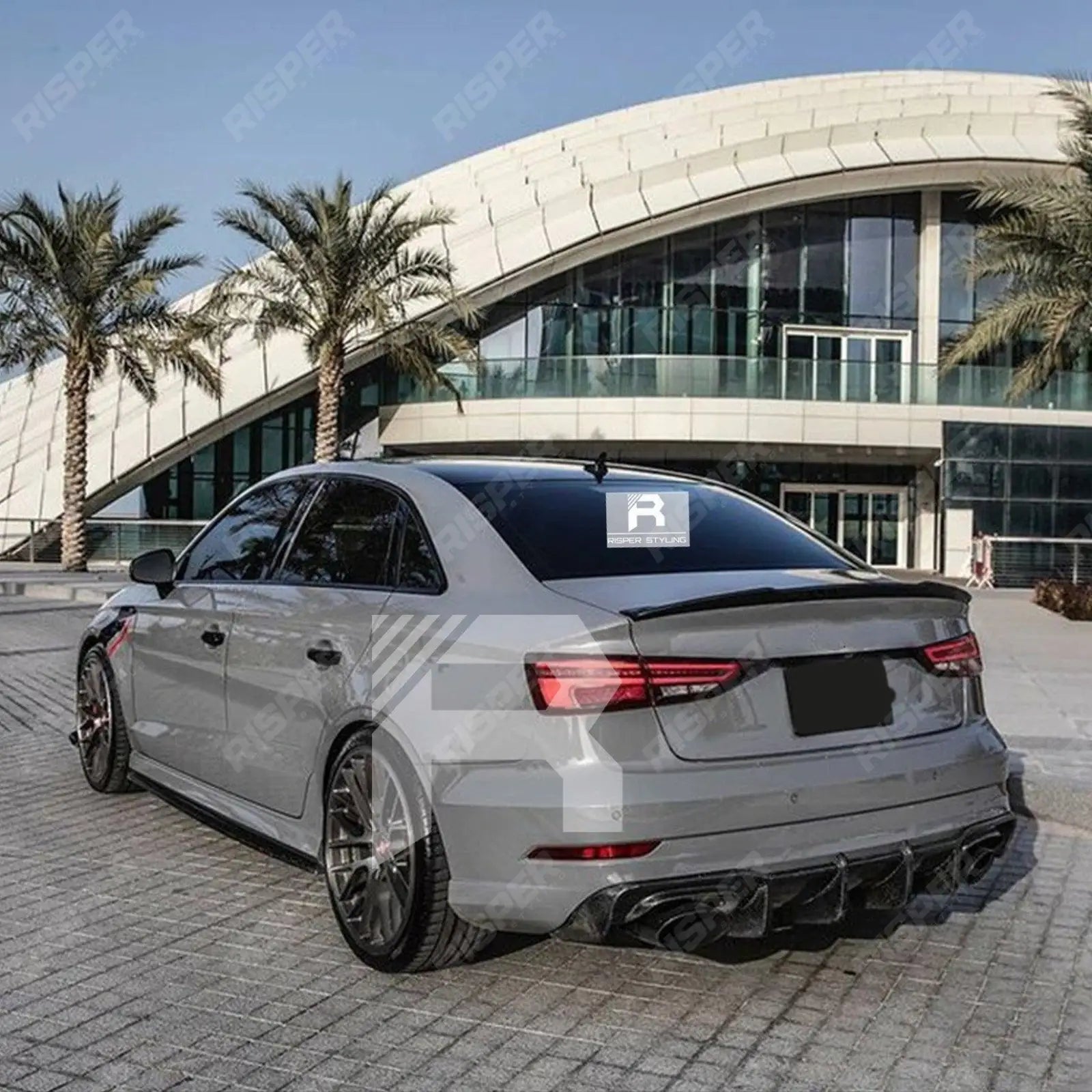 RS3 Style Rear Spoiler Gloss Black For Audi A3 8V Saloon 2014-2020