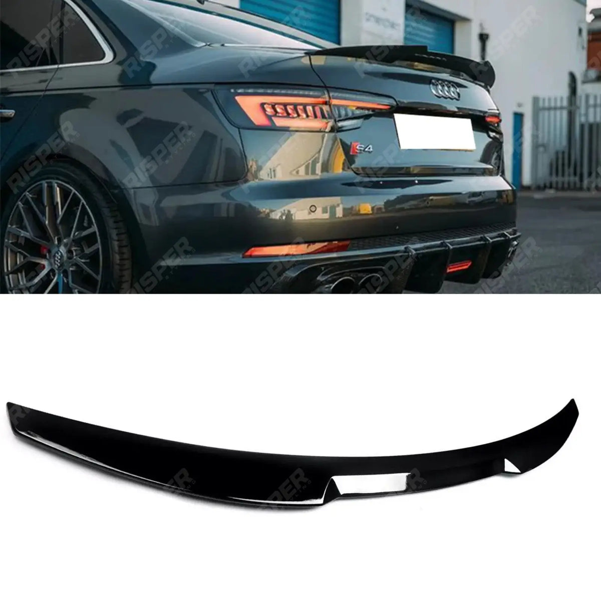 RS4 Style Rear Spoiler In Gloss Black For Audi A4 B9 2016-2019