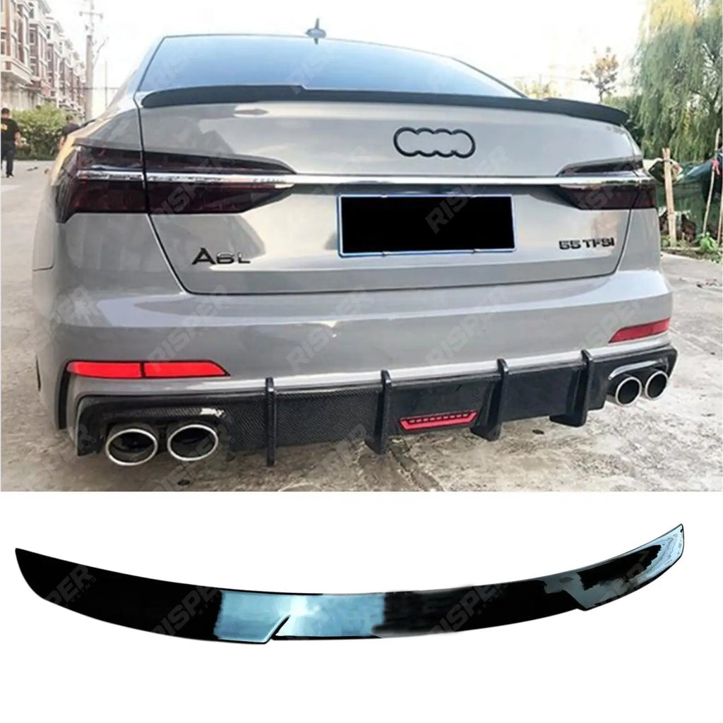 RS6 Style Rear Boot Spoiler In Gloss Black For Audi A6 C8 2019+