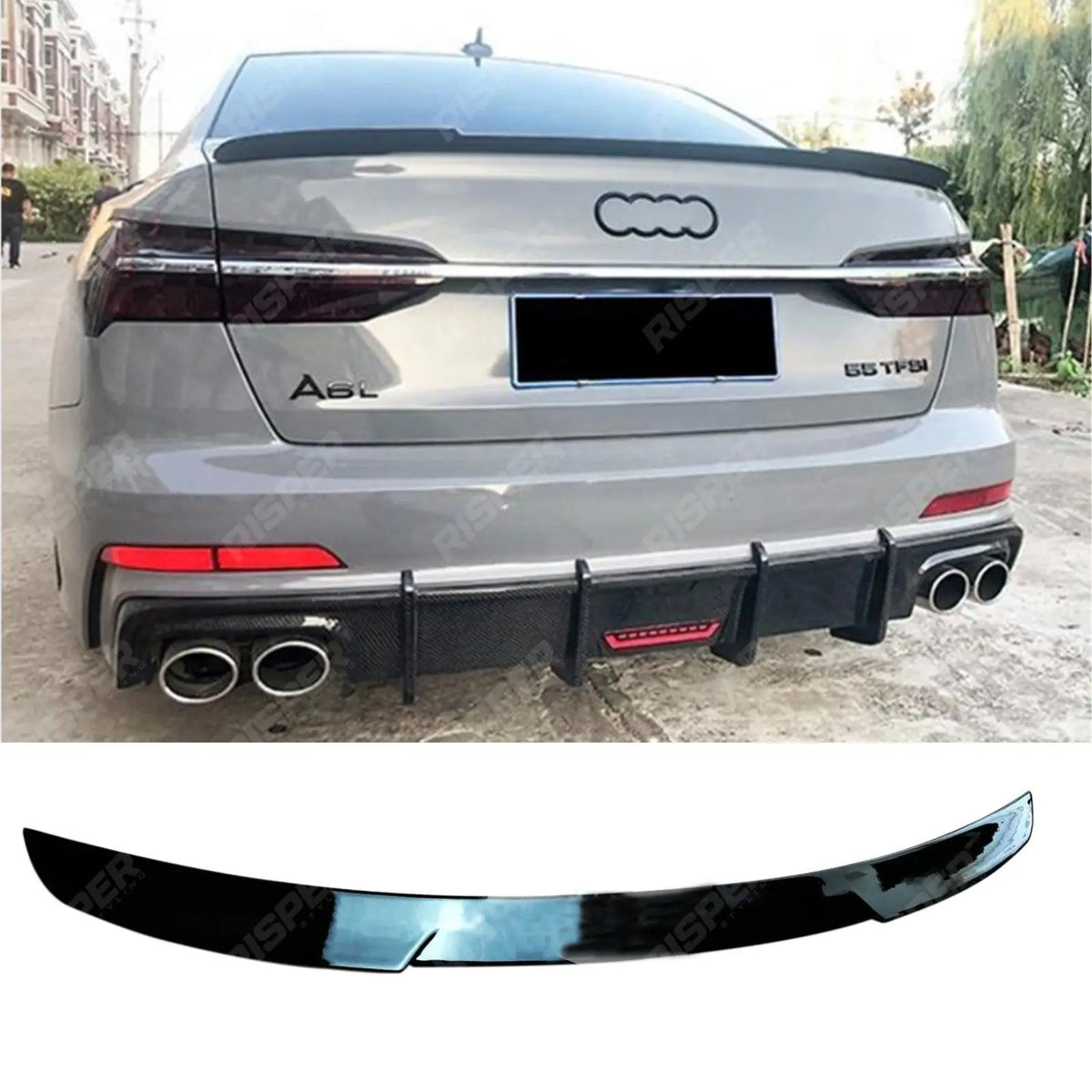 RS6 Style Rear Boot Spoiler In Gloss Black For Audi A6 C8 2019+
