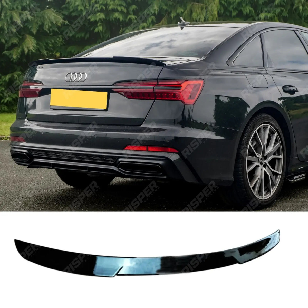 RS6 Style Rear Boot Spoiler In Gloss Black For Audi A6 C8 2019+